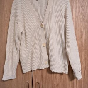 Patagonia Women's White Ribbed Wool Cardigan